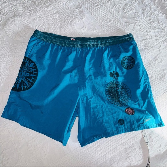 Vintage Speedo Blue Men's Swim Shorts / Trunks Compass Design - Picture 1 of 16